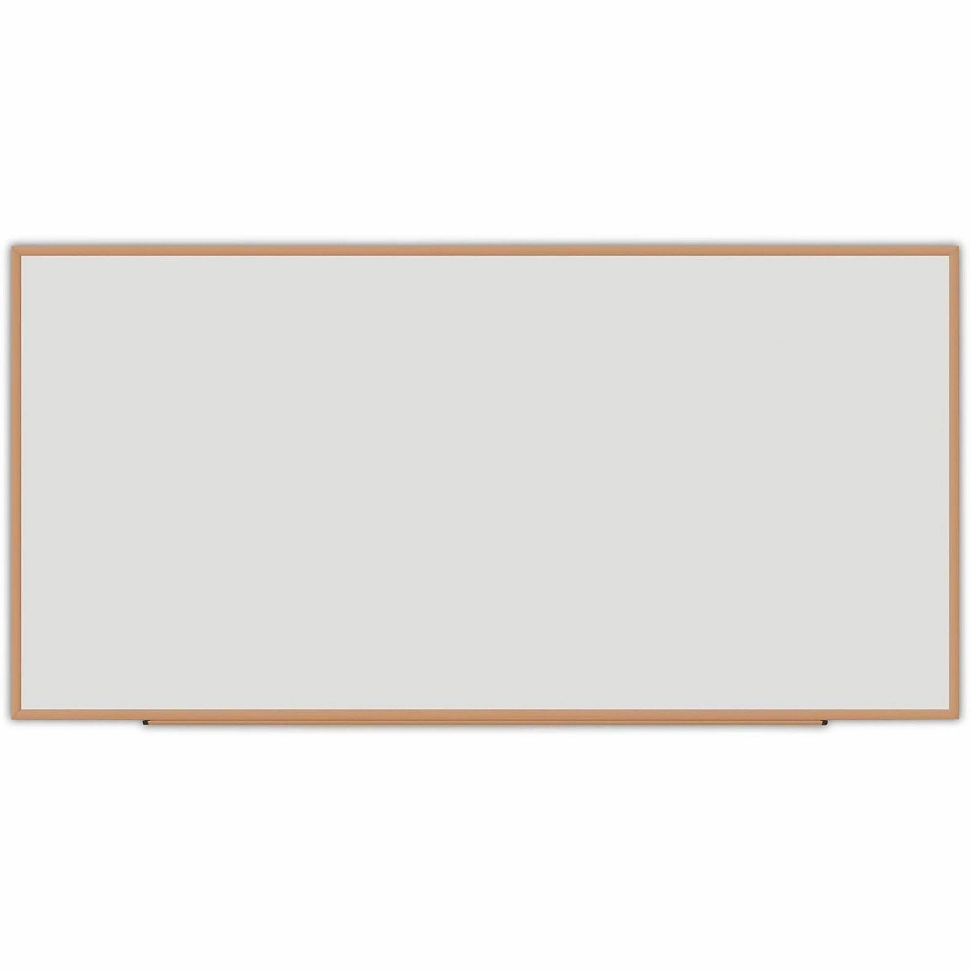 Deluxe Melamine Dry Erase Board, 96 x 48, Melamine White Surface, Oak Fiberboard Frame