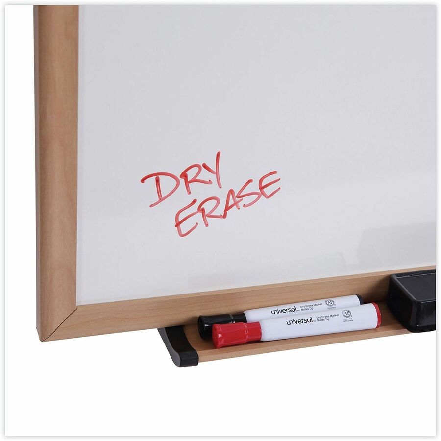 Deluxe Melamine Dry Erase Board, 96 x 48, Melamine White Surface, Oak Fiberboard Frame