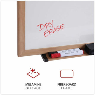 Deluxe Melamine Dry Erase Board, 72 x 48, Melamine White Surface, Oak Fiberboard Frame