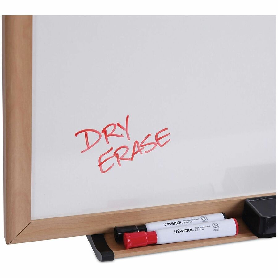 Deluxe Melamine Dry Erase Board, 72 x 48, Melamine White Surface, Oak Fiberboard Frame