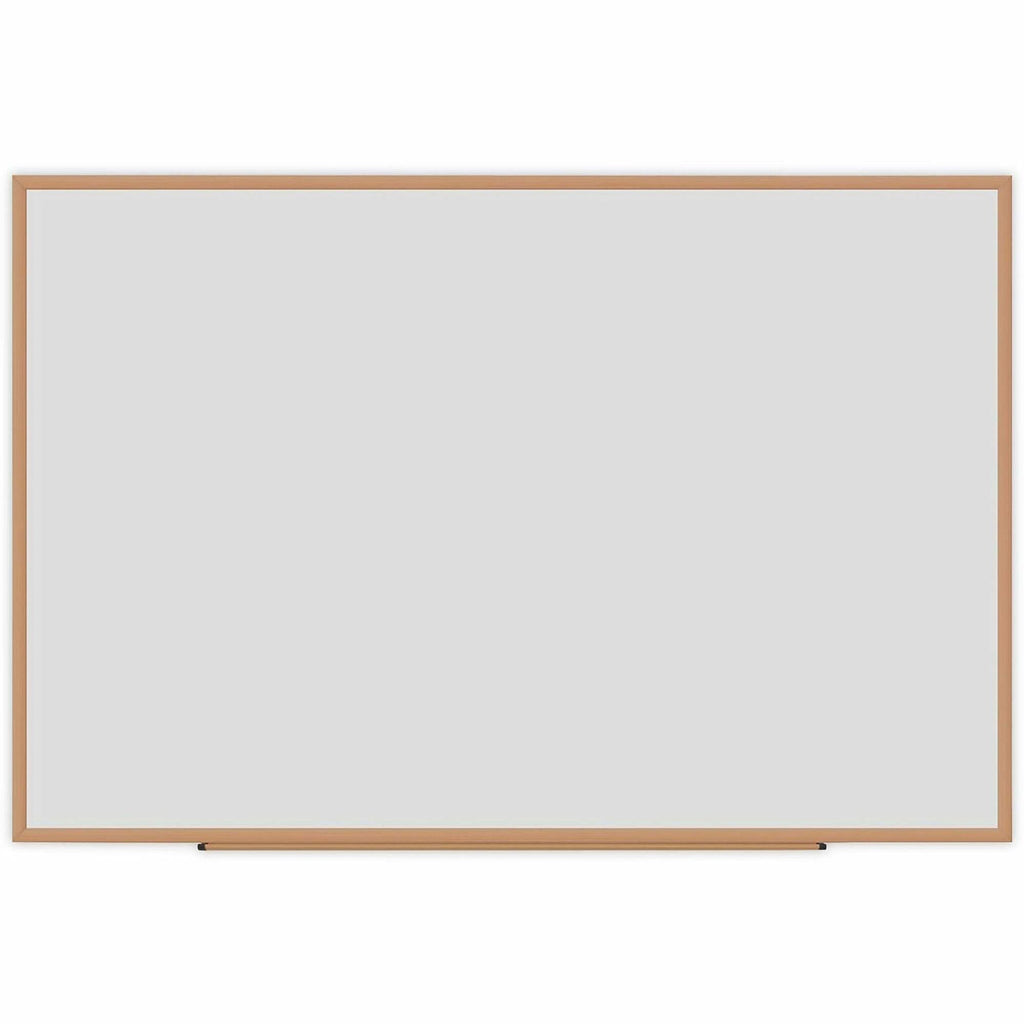 Deluxe Melamine Dry Erase Board, 72 x 48, Melamine White Surface, Oak Fiberboard Frame