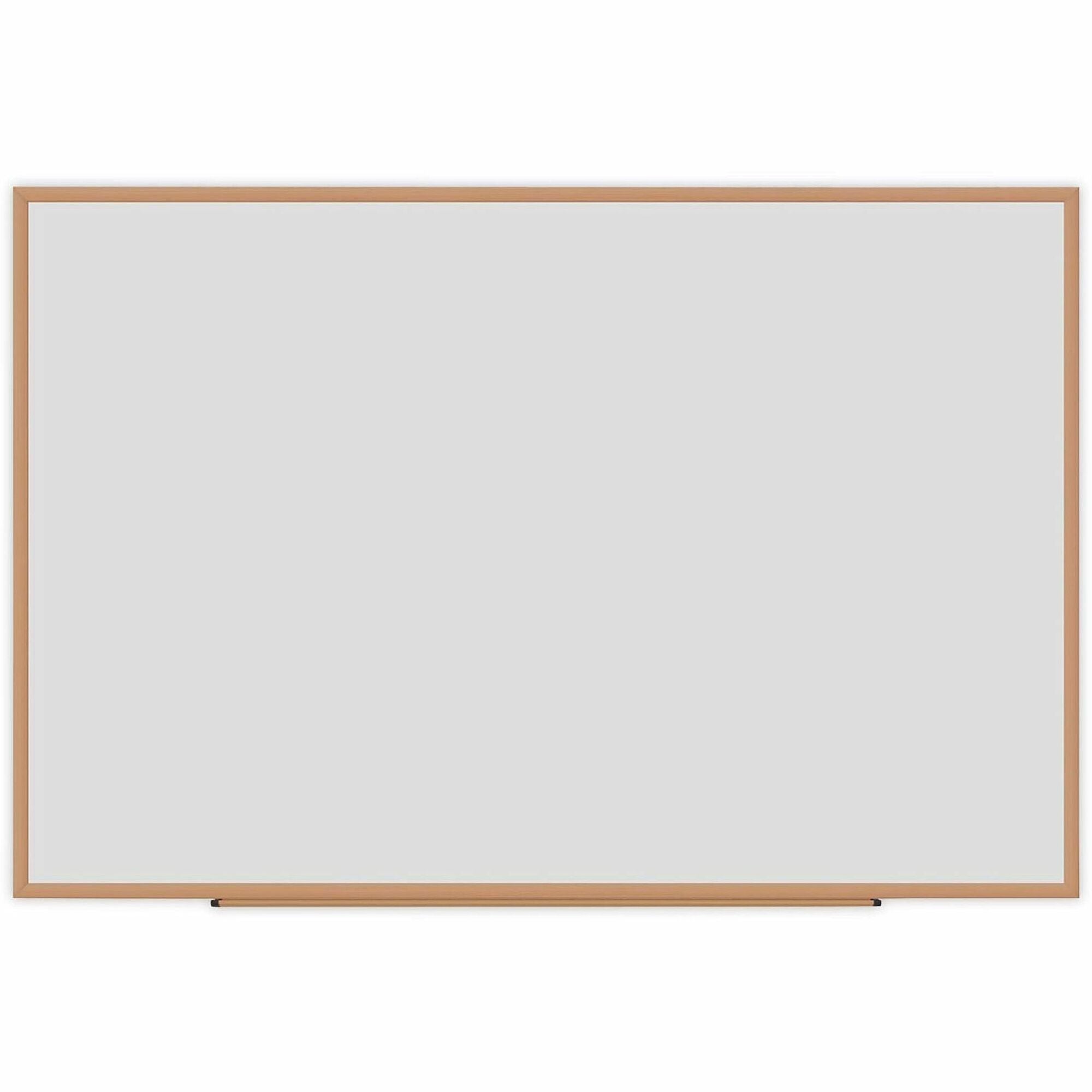 Deluxe Melamine Dry Erase Board, 72 x 48, Melamine White Surface, Oak Fiberboard Frame