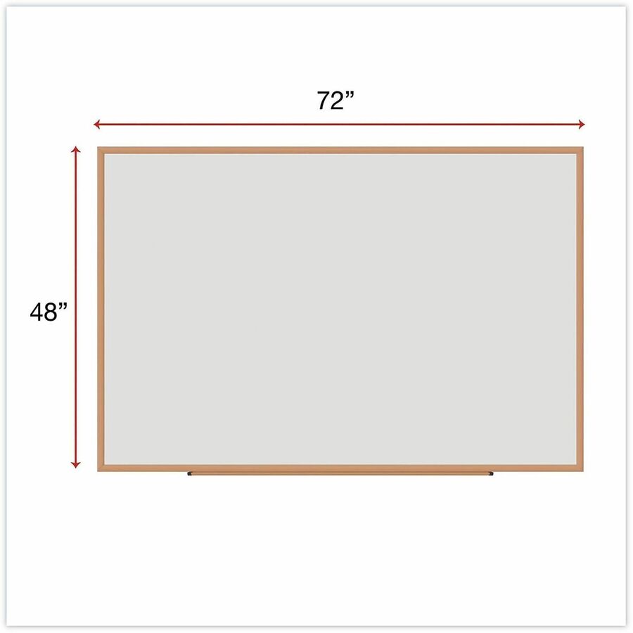 Deluxe Melamine Dry Erase Board, 72 x 48, Melamine White Surface, Oak Fiberboard Frame