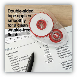 Double-sided Adhesive Tape Roller, 0.31" x 32.8 ft, Dries Clear, 2/Pack