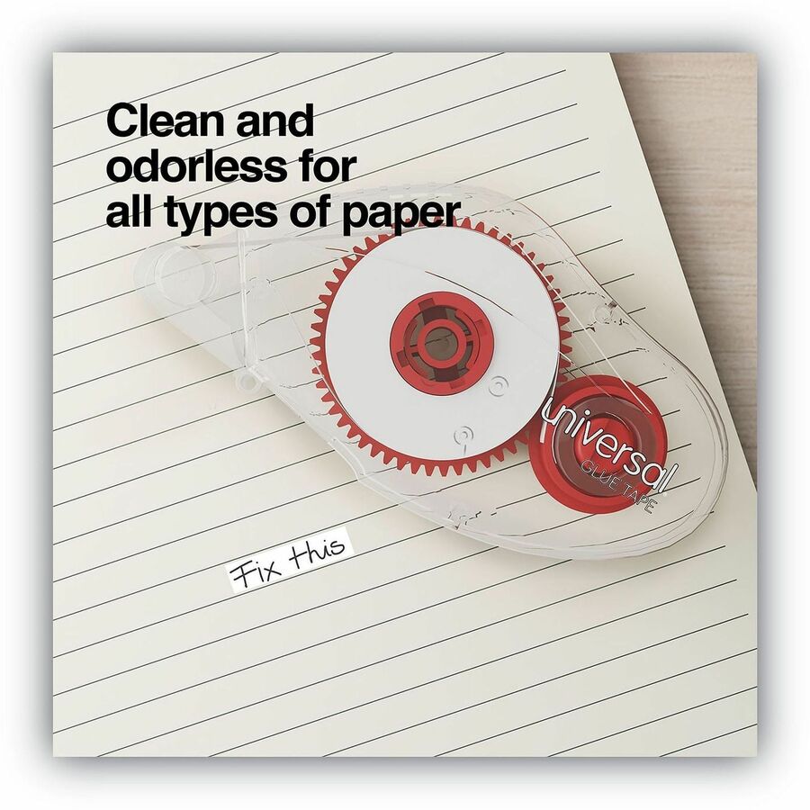 Double-sided Adhesive Tape Roller, 0.31" x 32.8 ft, Dries Clear, 2/Pack