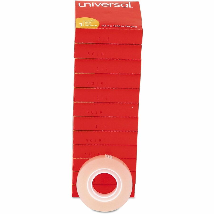 Invisible Tape, 1" Core, 0.5" x 36 yds, Clear, 12/Pack