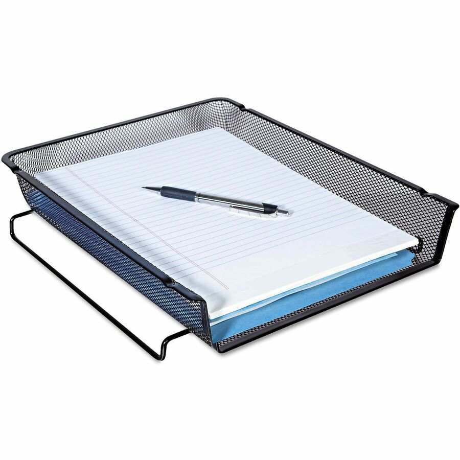 Deluxe Mesh Stackable Front Load Tray, 1 Section, Letter Size Files, 11.25" x 13" x 2.75", Black