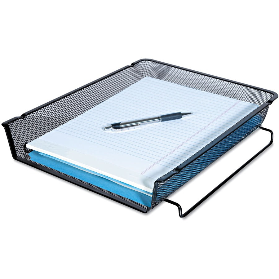 Deluxe Mesh Stackable Front Load Tray, 1 Section, Letter Size Files, 11.25" x 13" x 2.75", Black