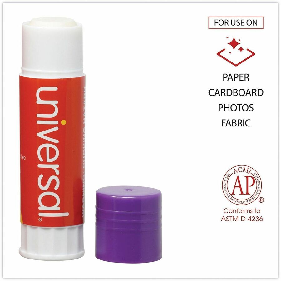 Glue Stick, 1.3 oz, Applies Purple, Dries Clear, 12/Pack