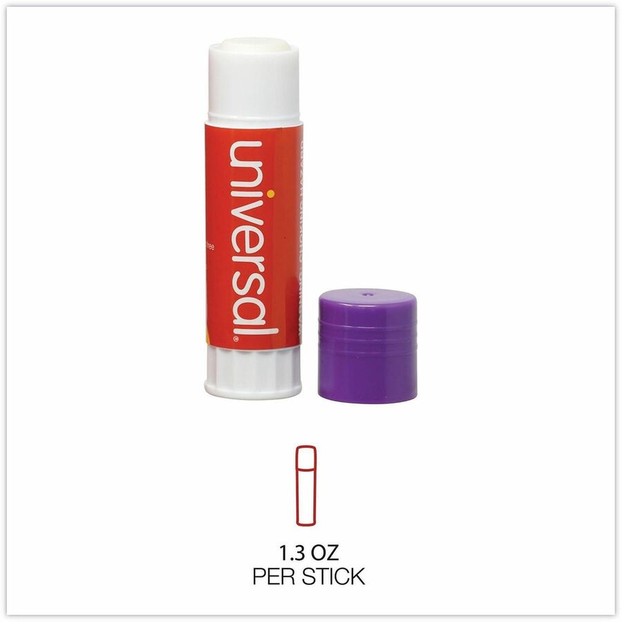 Glue Stick, 1.3 oz, Applies Purple, Dries Clear, 12/Pack