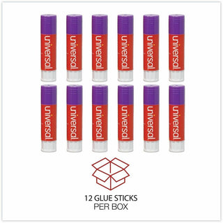 Glue Stick, 1.3 oz, Applies Purple, Dries Clear, 12/Pack