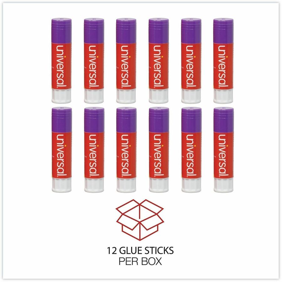 Glue Stick, 1.3 oz, Applies Purple, Dries Clear, 12/Pack