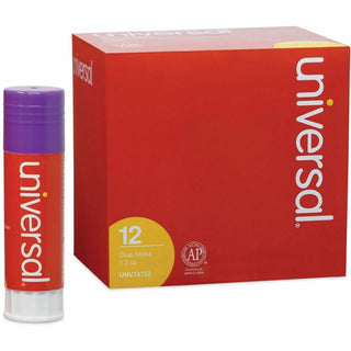 Glue Stick, 1.3 oz, Applies Purple, Dries Clear, 12/Pack