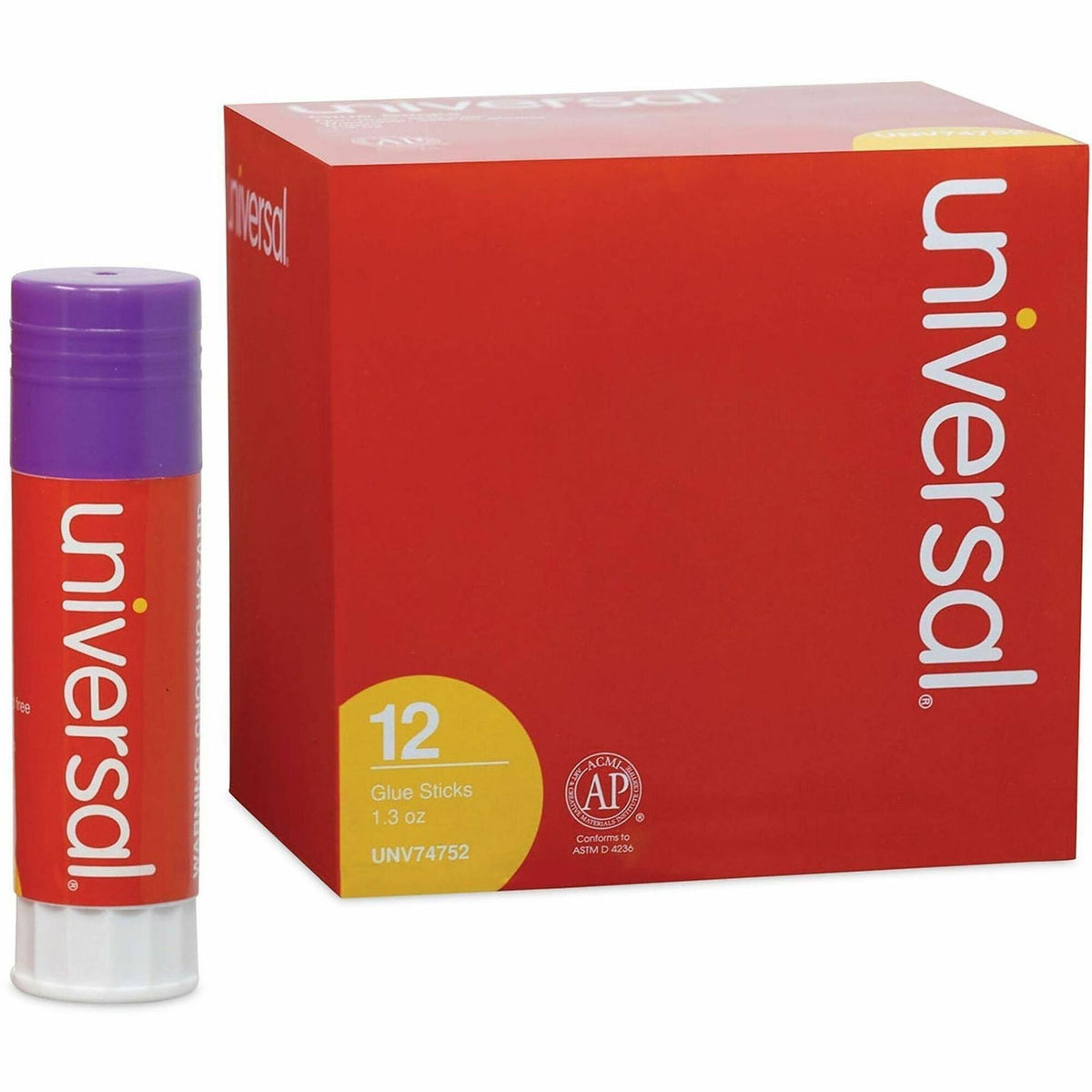 Glue Stick, 1.3 oz, Applies Purple, Dries Clear, 12/Pack