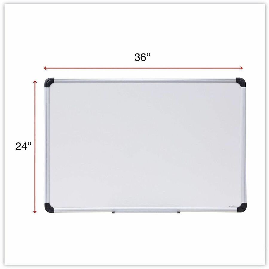 Deluxe Porcelain Magnetic Dry Erase Board, 36 x 24, White Surface, Silver/Black Aluminum Frame