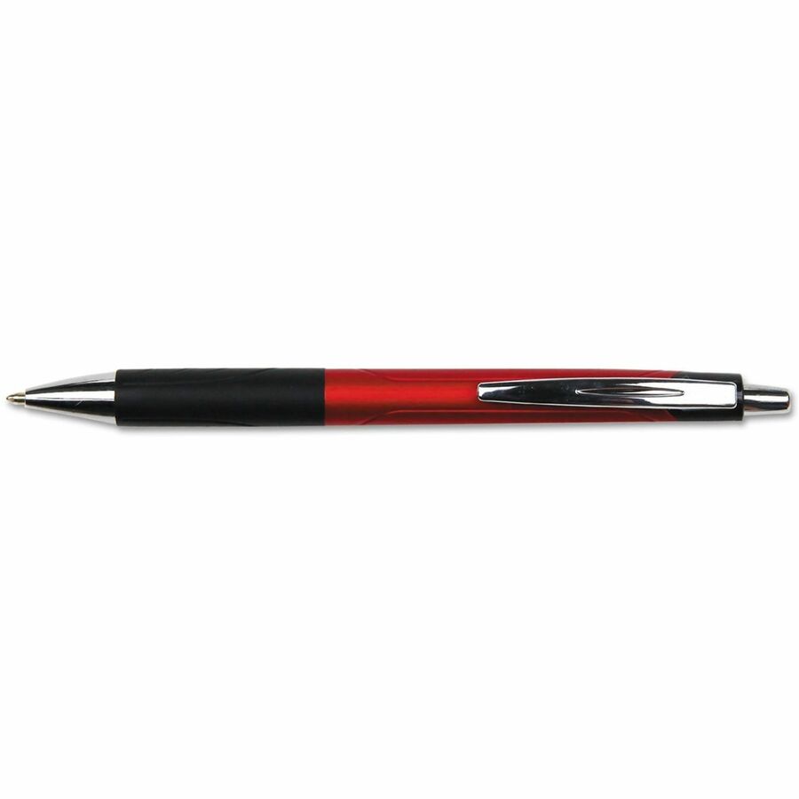 Comfort Grip Ballpoint Pen, Retractable, Medium 1 mm, Red Ink, Red/Black Barrel, Dozen