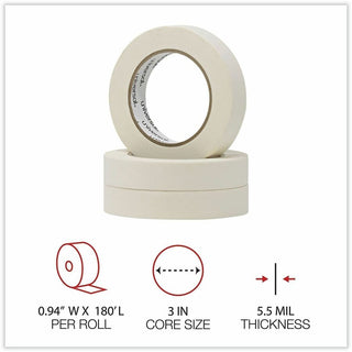 General-Purpose Masking Tape, 3" Core, 24 mm x 54.8 m, Beige, 36/Carton