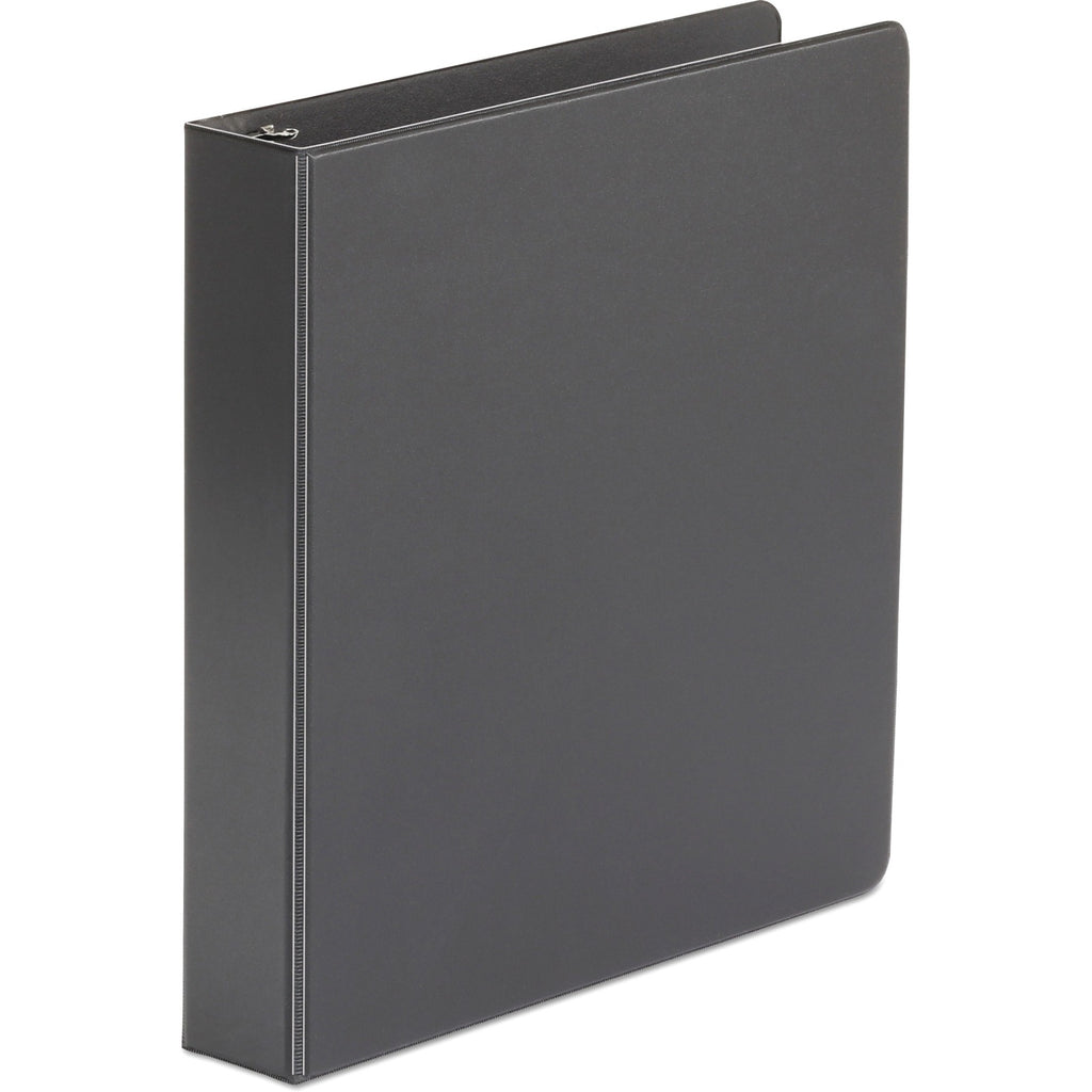 Economy Non-View Round Ring Binder, 3 Rings, 1.5" Capacity, 11 x 8.5, Black, 4/Pack