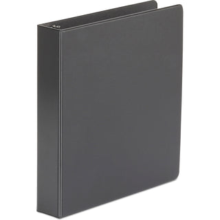 Economy Non-View Round Ring Binder, 3 Rings, 1.5" Capacity, 11 x 8.5, Black, 4/Pack