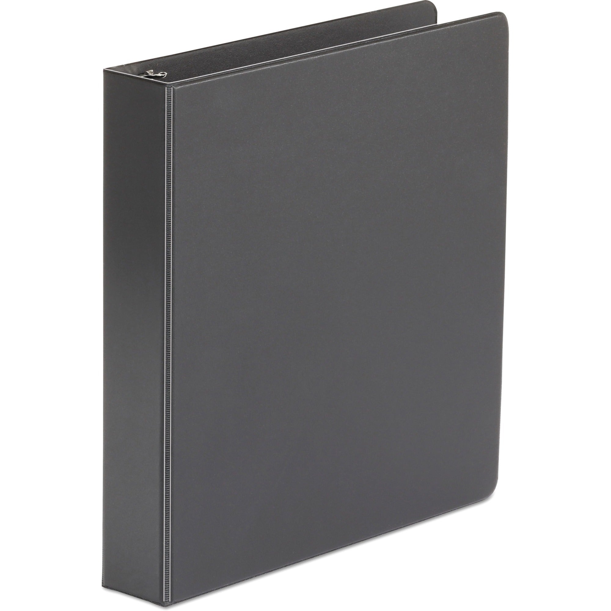 Economy Non-View Round Ring Binder, 3 Rings, 1.5" Capacity, 11 x 8.5, Black, 4/Pack