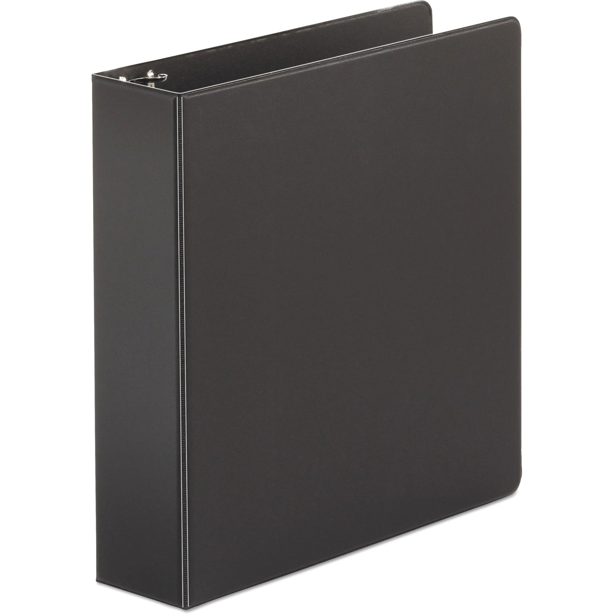 Economy Non-View Round Ring Binder, 3 Rings, 2" Capacity, 11 x 8.5, Black, 4/Pack