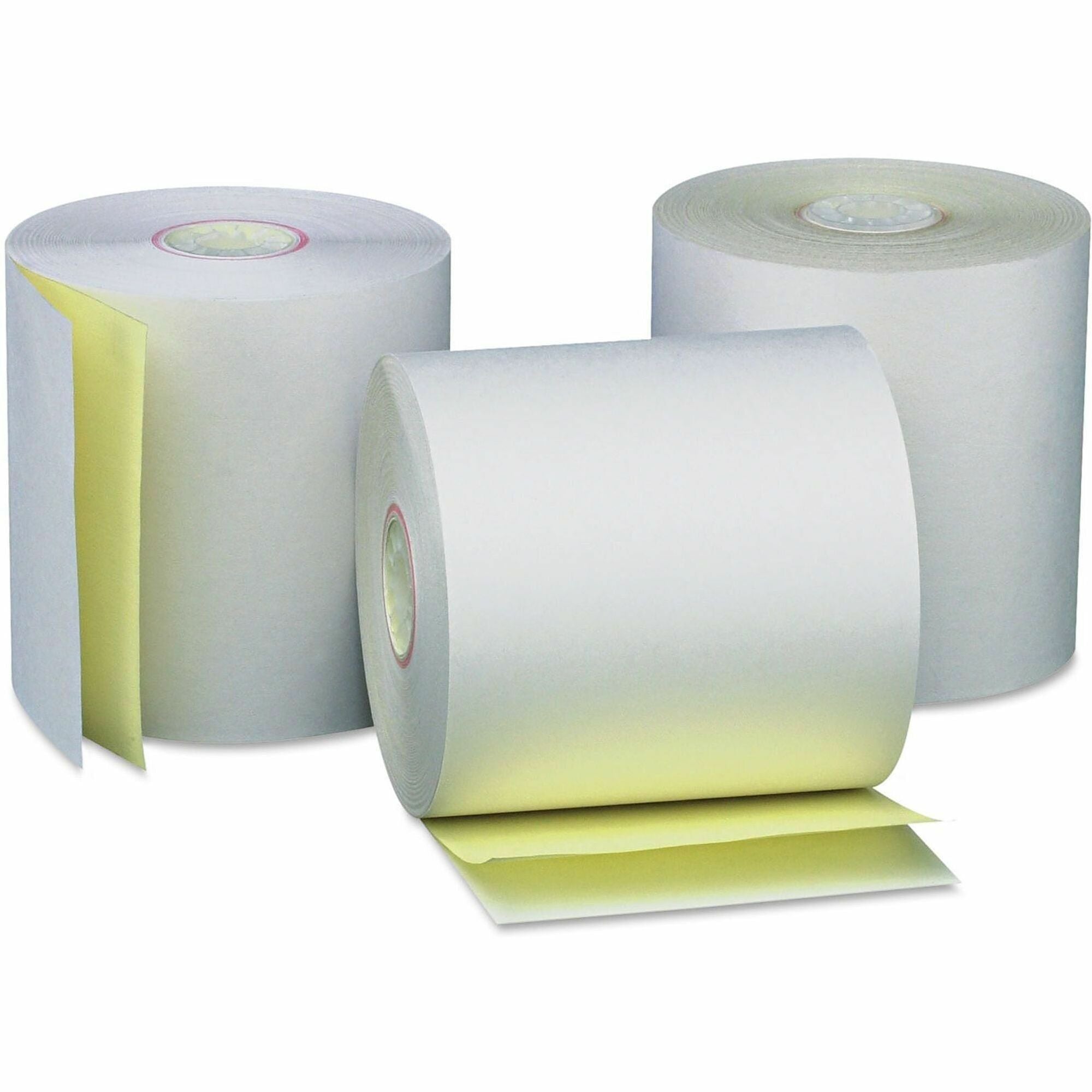 Carbonless Paper Rolls, 0.44" Core, 3" x 90 ft, White/Canary, 50/Carton