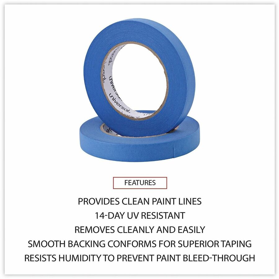 Premium Blue Masking Tape with UV Resistance, 3" Core, 18 mm x 54.8 m, Blue, 2/Pack