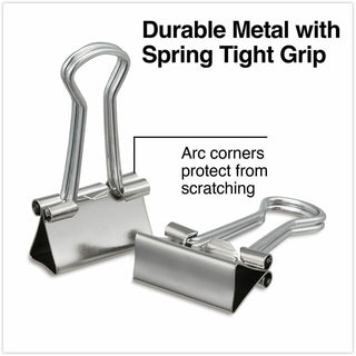 Binder Clips with Storage Tub, Small, Silver, 40/Pack