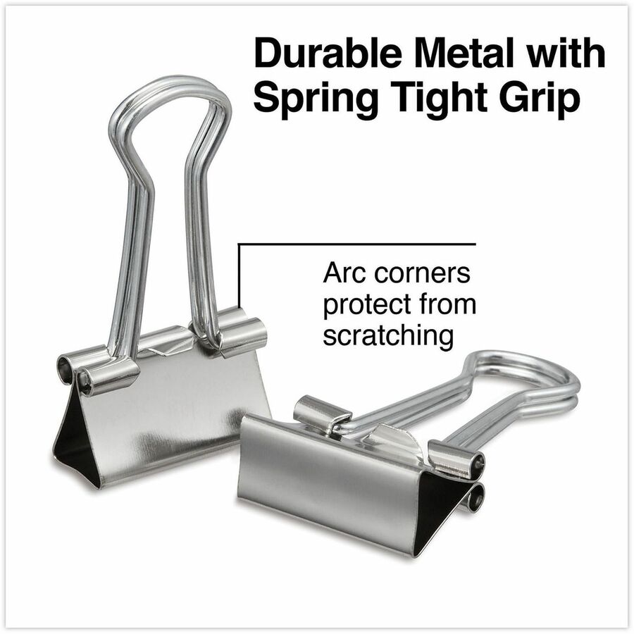 Binder Clips with Storage Tub, Small, Silver, 40/Pack