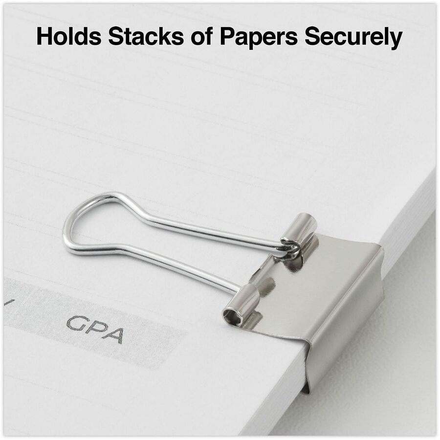 Binder Clips with Storage Tub, Small, Silver, 40/Pack