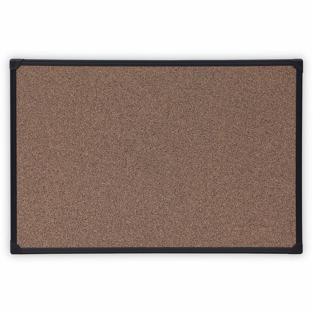 Tech Cork Board, 36 x 24, Brown Surface, Black Plastic Frame