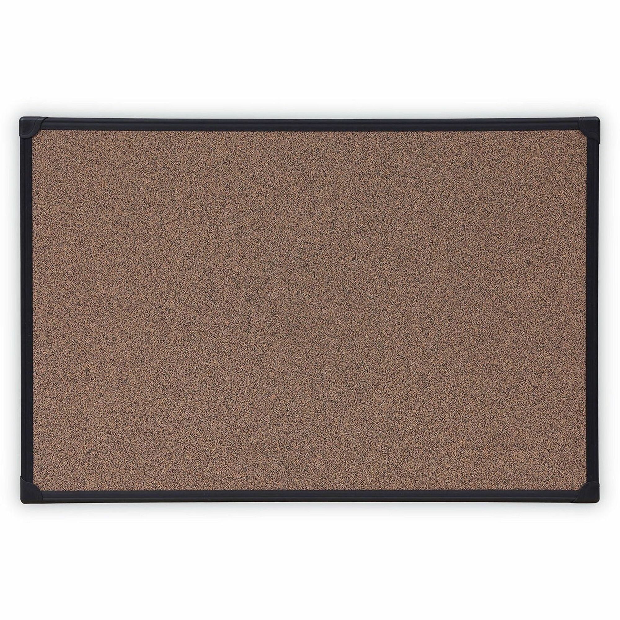 Tech Cork Board, 36 x 24, Brown Surface, Black Plastic Frame
