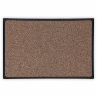 Tech Cork Board, 36 x 24, Brown Surface, Black Plastic Frame
