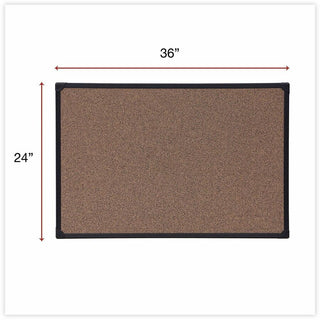 Tech Cork Board, 36 x 24, Brown Surface, Black Plastic Frame