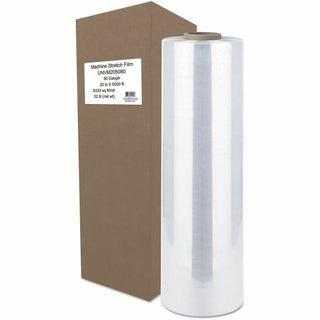Machine Stretch Film, 20" x 5,000 ft, 20.3 mic, (80-Gauge), Clear