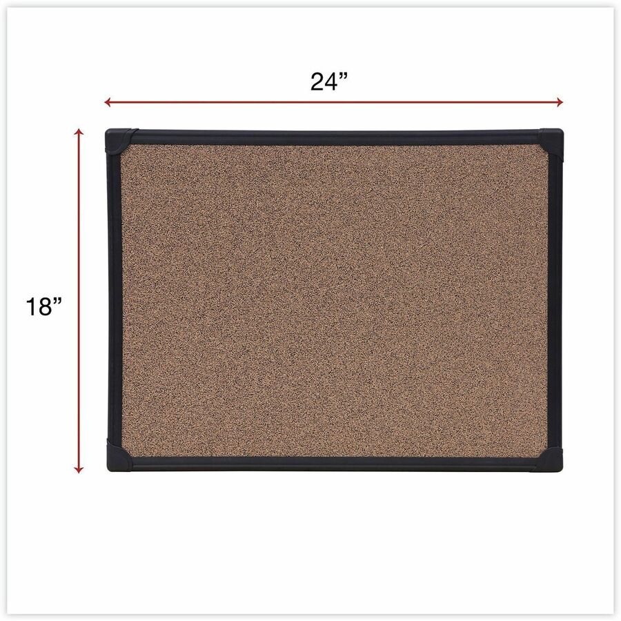Tech Cork Board, 24 x 18, Brown Surface, Black Aluminum Frame