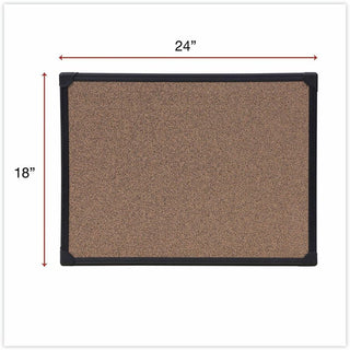 Tech Cork Board, 24 x 18, Brown Surface, Black Aluminum Frame