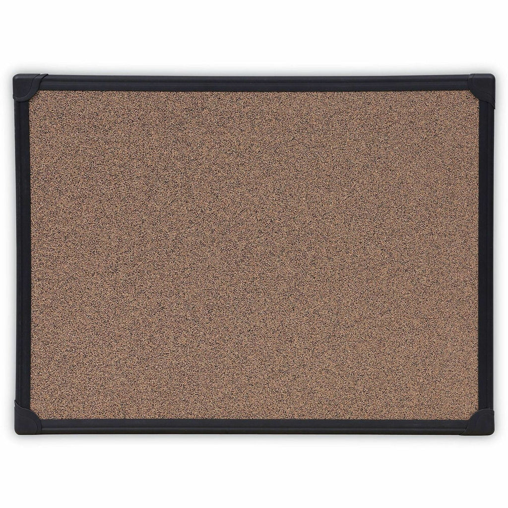 Tech Cork Board, 24 x 18, Brown Surface, Black Aluminum Frame