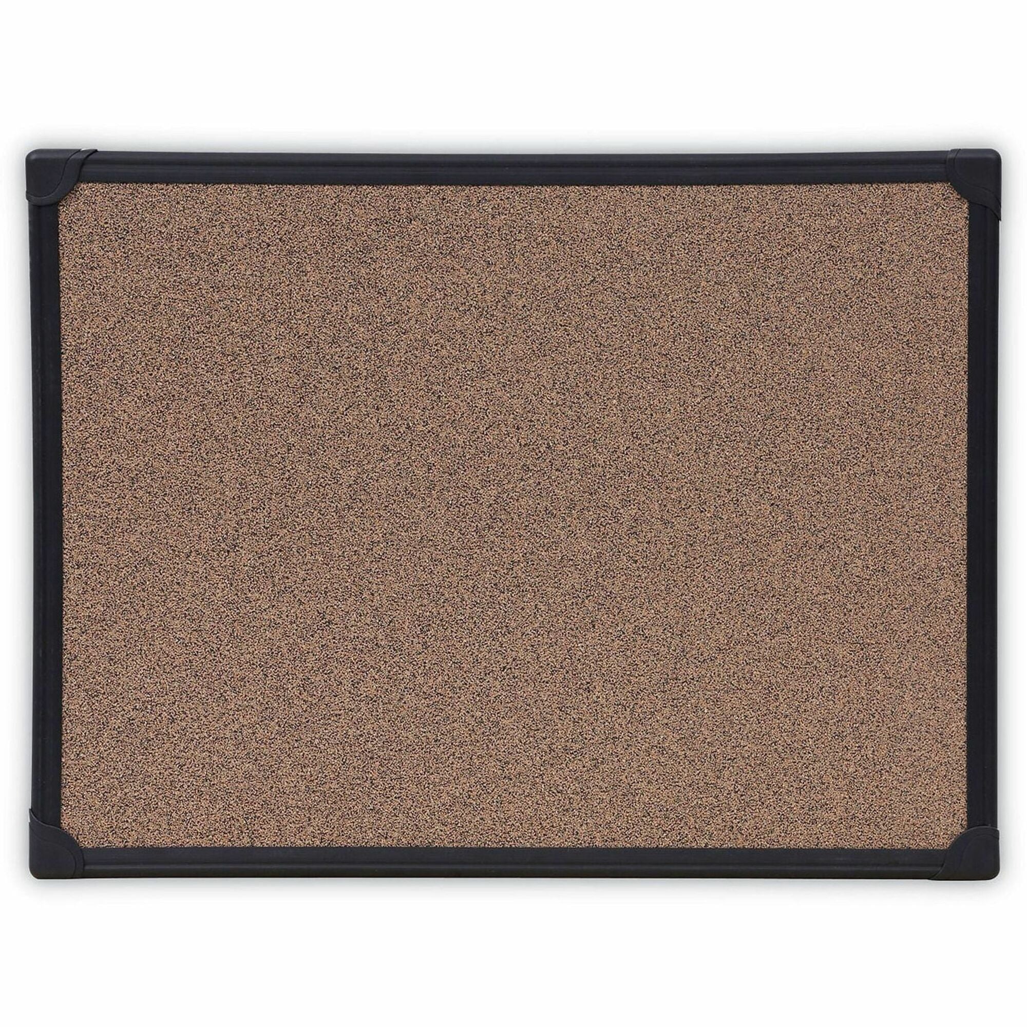 Tech Cork Board, 24 x 18, Brown Surface, Black Aluminum Frame