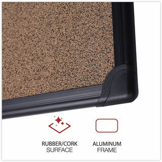 Tech Cork Board, 24 x 18, Brown Surface, Black Aluminum Frame