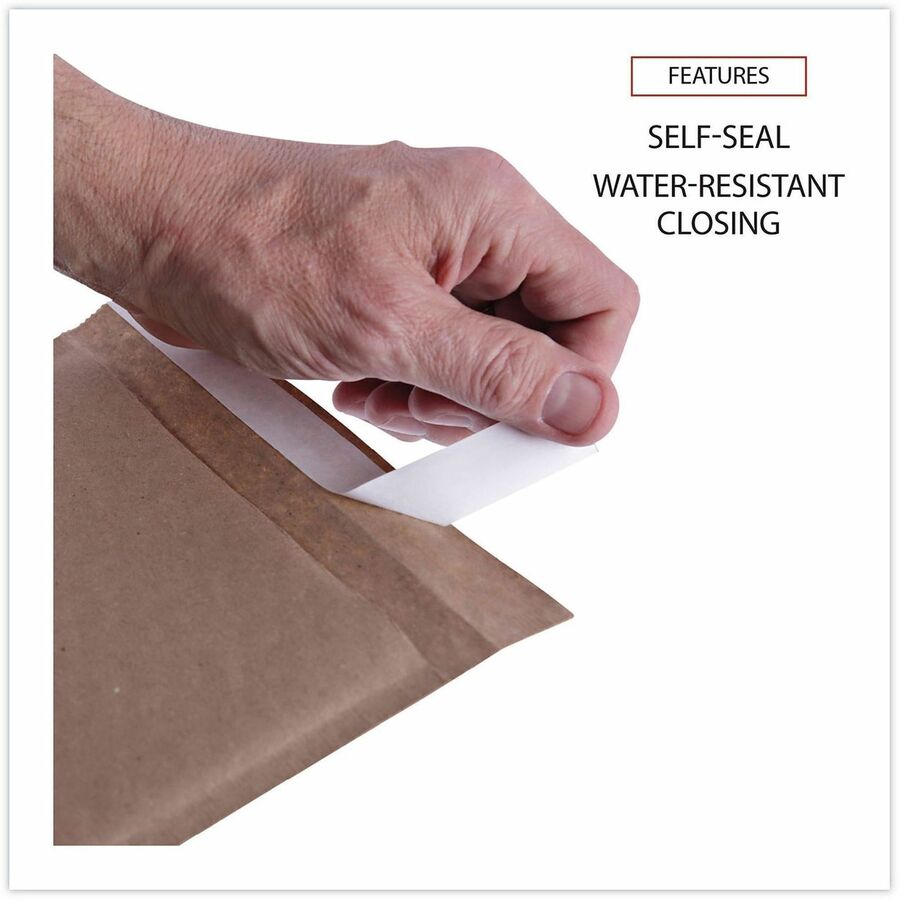 Natural Self-Seal Cushioned Mailer, #0, Barrier Bubble Air Cell Cushion, Self-Adhesive Closure, 6 x 10, Kraft, 200/Carton