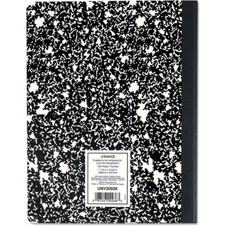 Composition Book, Wide/Legal Rule, Black Marble Cover, (100) 9.75 x 7.5 Sheets, 6/Pack
