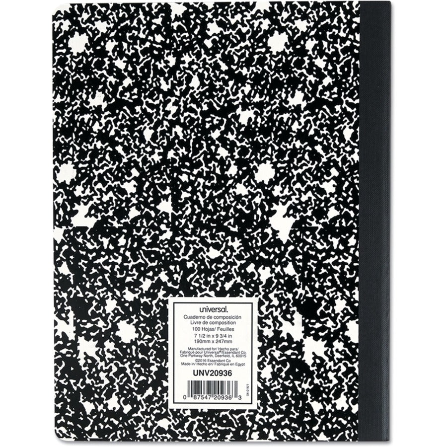 Composition Book, Wide/Legal Rule, Black Marble Cover, (100) 9.75 x 7.5 Sheets, 6/Pack