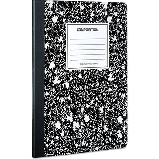 Composition Book, Wide/Legal Rule, Black Marble Cover, (100) 9.75 x 7.5 Sheets, 6/Pack