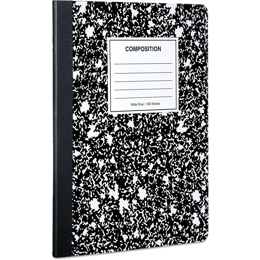 Composition Book, Wide/Legal Rule, Black Marble Cover, (100) 9.75 x 7.5 Sheets, 6/Pack