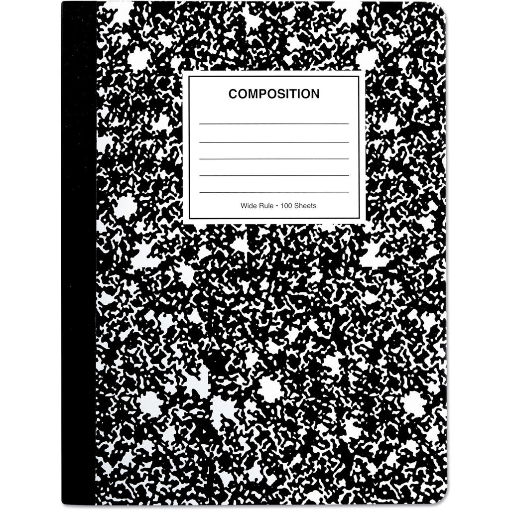 Composition Book, Wide/Legal Rule, Black Marble Cover, (100) 9.75 x 7.5 Sheets, 6/Pack