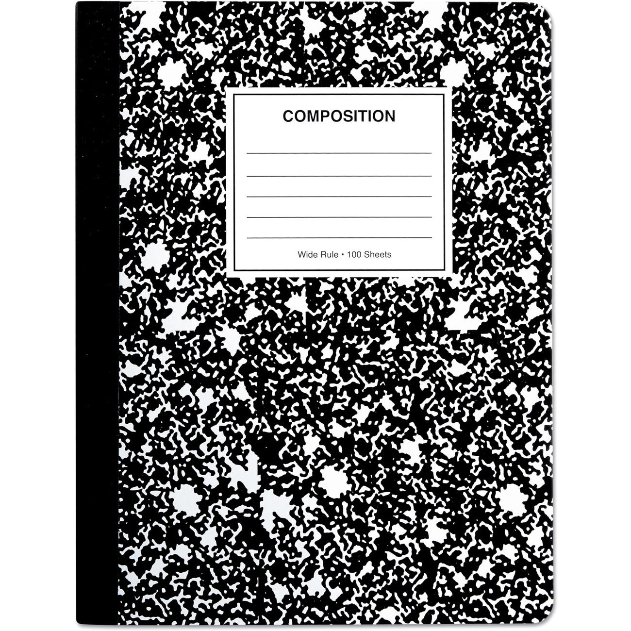 Composition Book, Wide/Legal Rule, Black Marble Cover, (100) 9.75 x 7.5 Sheets, 6/Pack