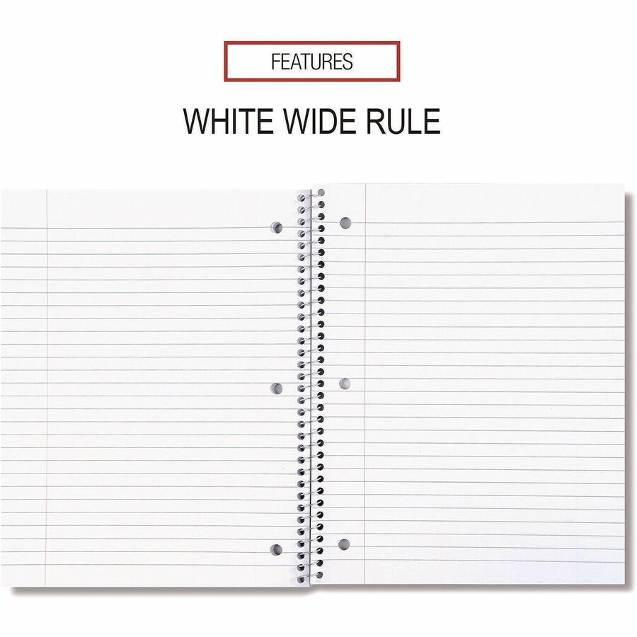 Wirebound Notebook, 1-Subject, Wide/Legal Rule, Assorted Cover Colors, (70) 10.5 x 8 Sheets, 4/Pack