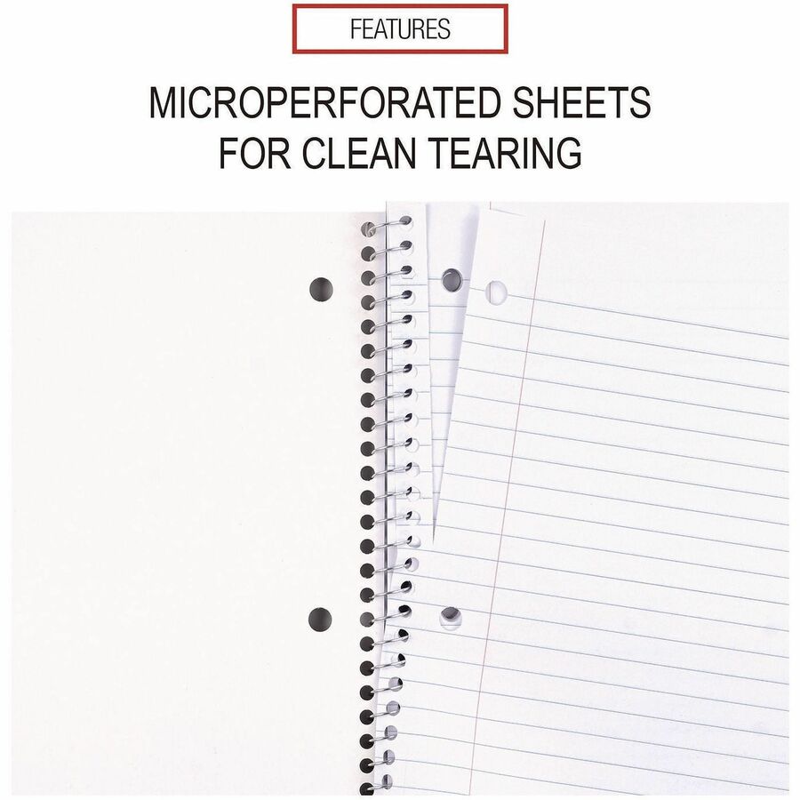Wirebound Notebook, 1-Subject, Wide/Legal Rule, Assorted Cover Colors, (70) 10.5 x 8 Sheets, 4/Pack