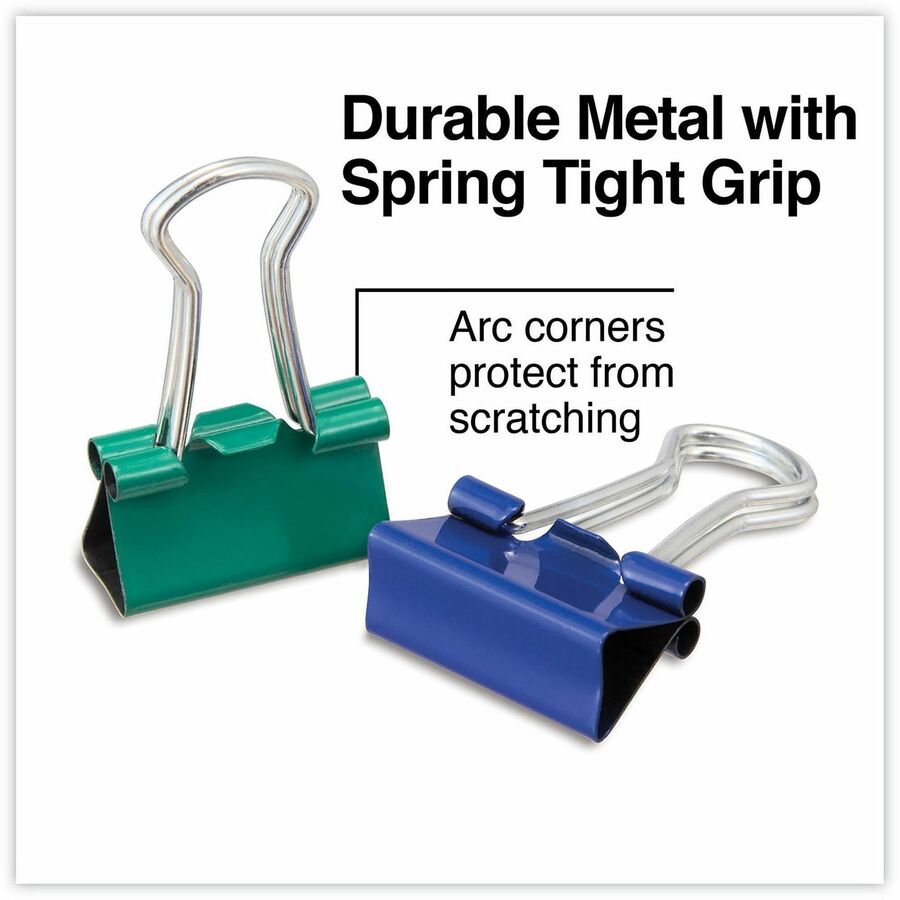 Binder Clips with Storage Tub, Mini, Assorted Colors, 60/Pack